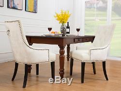 Cadence Dining Side Chair Button Tufted PU Leather Velvet, Modern Transit, White