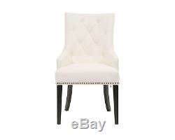 Cadence Dining Side Chair Button Tufted PU Leather Velvet, Modern Transit, White