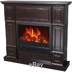 Classically styled Electric Fireplace Space Heater with 44 Wide Mantle, Black