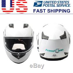 DOT FDC Motorcycle Bluetooth Helmet Dual Visor Helm Built-In BT Intercom 500M FM