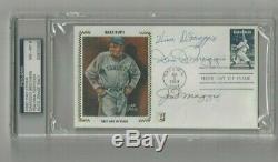 DiMaggio Brothers Autographed Baseball First Day Cover PSA SLABBED Joe, Dom, Vince