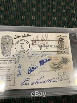 Don Hutson Jim Brown +5 JIM THORPE FDC PSA/DNA Autographed HOF Legends Of NFL