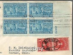 E17 SPECIAL DELIVERY FDC w PLATE BLOCK + Tied POSTAGE DUE PAIR to OHIO w REC