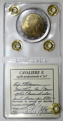 ERRORE DI CONIO 500 lire 1982 Coniato fuori virola FDC Perizia F. Cavaliere