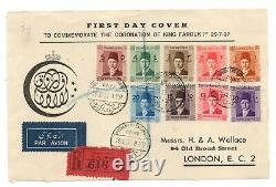 Egypt 1937 King Farouk Coronation illustrated FDC (front only) WS23827