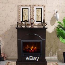 Electric Fireplace Heater Indoor Living Room Bed 26 Mantle Dark Chocolate New