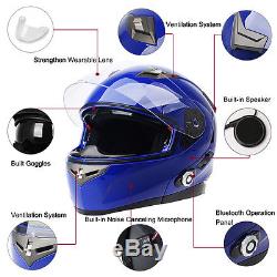 FDC Bluetooth Helmet Motorcycle Flip Up Dual Visor Full Face intercom DOT 6Color