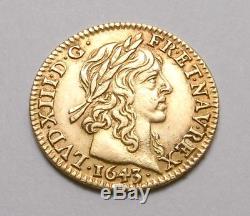 FDC et Rare Demi Louis d'or à la mèche longue Louis XIII 1643 A
