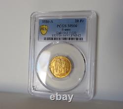FRANCE 20 francs or/gold 1886A PCGS MS66 (FDC)