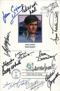 First Day Cover Card Signed By 12 Hollywood Legends Day+loren+debbie Reynolds
