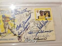 First Day Cover with 18 Autos of Pittsburgh Pirates Greats PSA/DNA Encapsulated