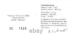 France Monnaie de Paris 10 Francs Or Roland Garros 1988 Avec coffret