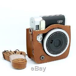 Fujifilm Instax Mini 90 Neo Instant Film Camera (Brown) + 20 Film Acc Bundle