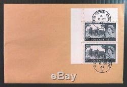 GB 1967 £1 Castle Marginal Pair on RARE Unwatermarked FDC NP157