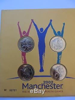 GB Manchester Commonwealth Games 2002 5 Stamps Set + 4 x £2 UNC in FDC RARE