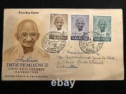 Gandhi Indian Independence Stamps First Day Cover (15 Aug 1948)