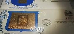 HISTORIC ENVELOPES 23K GOLD 1ST DAY ISSUE 1980 lot of 3 DC, MA 1 OF A KIND