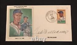 HOF TED WILLIAMS SIGNED AUTOGRAPHED 1st DAY COVER RED SOX CAS AUTHENTIC