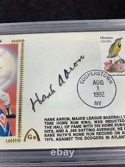 Hall of Fame, Hank Aaron MLB, Autograph First Day Cover, JSA & PSA Grade 8 NM-MT