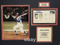 Hank Aaron Signed Braves 14x18 Matted L/E 1st Day Issue Cover Collage JSA COA