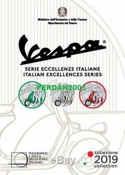 ITALIA 2019 TRITTICO 3 x 5 EURO VESPA ARGENTO FDC ECCELLENZE ITALIANE ITALY AG