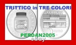 ITALIA 2021 TRITTICO 3 x 5 EURO NUTELLA ARGENTO FDC ECCELLENZE ITALIANE ITALY AG