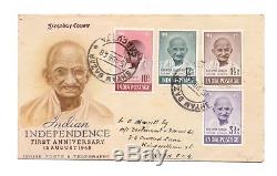 India 1948 Gandhi Fdc First Day Cover 4 Values Full Set