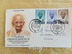 Indian Independence Gandhi SG305-307 15 August 1948 First Day Cover