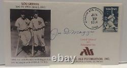 Joe DiMaggio Yankees Signed Cachet FDC Envelope First Day Cover Lou Gehrig ALS