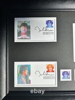 John Lennon The Beatles Custom Collage 29x17 with USPS First Day Cover Stamps