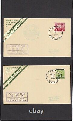 Kappys 1943 Philippines Set Of 8 First Day Of Sale Post Cards Passed By Censor