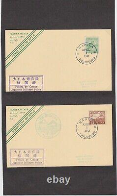 Kappys 1943 Philippines Set Of 8 First Day Of Sale Post Cards Passed By Censor