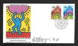 Keith Haring Signed Fdc 1985 Wfuna. Canceled And Stamps. Mint