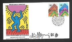 Keith Haring Signed (wfuna) First Day Of Issue. Stamped And Canceled. Mint