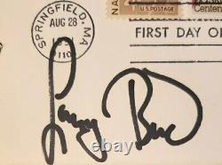 Larry Bird SIGNED First Day Cover Celtics Mascot Handpainted By Eunice Alter COA