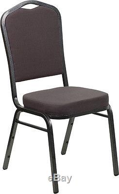 Lot of 100 Gray Fabric Crown Back Steel Frame Banquet Stack Chairs