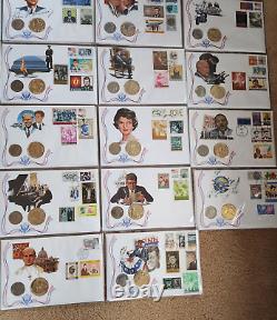 Lot of 34 John F Kennedy FDC medallic JFK half dollar on each First Day Cover