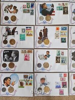 Lot of 34 John F Kennedy FDC medallic JFK half dollar on each First Day Cover