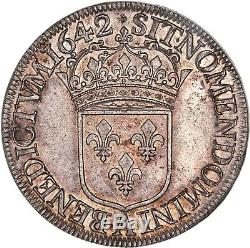 Louis XIII Ecu d'argent 60 sols Premier poinçon de Warin 1642 Paris FDC