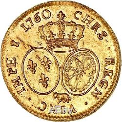 Louis XV Double louis d'or de béarn au bandeau 1760 Pau état de frappe FDC éclat