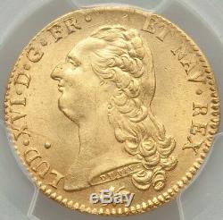 Louis XVI Double louis d'or à la tête nue 1786 D Lyon 2nd Sem PCGS MS64 FDC