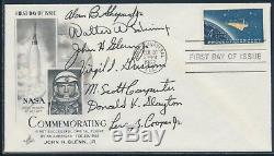 MERCURY 7 ON FDC CACHET 2/20/1962 XF-SUPERB With ASTRONAUTS ALL 7 SIGNED WLM6425