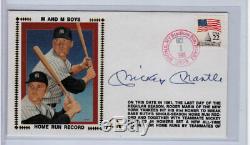 MICKEY MANTLE Signed 1st Day Cover Silk Cachet BIG, BOLD FULL AUTOGRAPH! JSA LOA