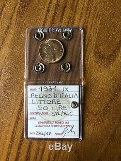 MONETA REGNO D' ITALIA 50 LIRE LITTORE 1931 IX ORO sigillata SPL/FDC SUBALPINA