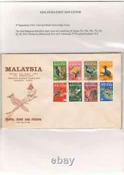 Malaya/malaysia 1965 National Birds Series Complete Set On Fdc Pmk Singapore