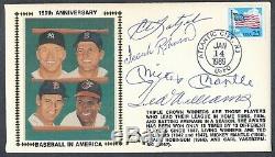 Mantle Yastrzemski Williams Robinson Signed First Day Cover Auto PSA/DNA AG00940