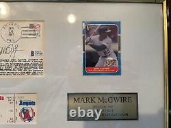 Mark McGwire Autographed First Day Cover In Glass Frame With Game Ticket
