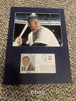 Mickey Mantle Signed FDC Cachet Envelope 1985 JSA LOA With Photo Matted 12x16