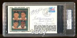 Mickey Mantle Ted Williams Robinson Yastrzemski Signed FDC Autographed PSA/DNA