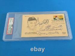 Mickey Mantle Ted Williams Willie Mays First Day Cover Signed Auto PSA/DNA RARE